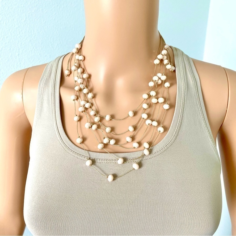 FASHION jewelry Beaded strand gold necklace one size